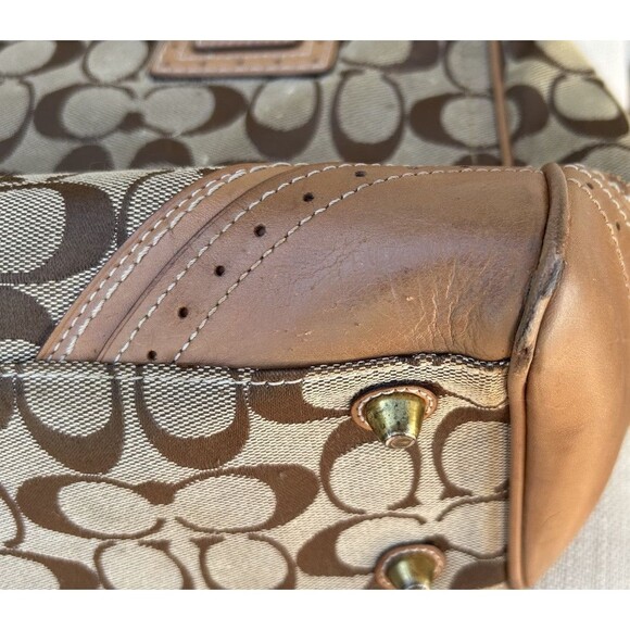 COACH 10508 Handbag Hampton Carrier Tassel Brown Canvas Leather Women Satchel - Picture 6 of 8